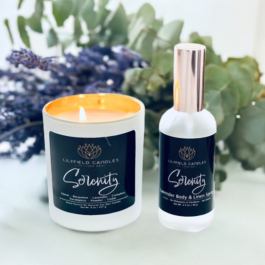 Serenity Lavender Soy Candle and Lavender Linen & Body Spray