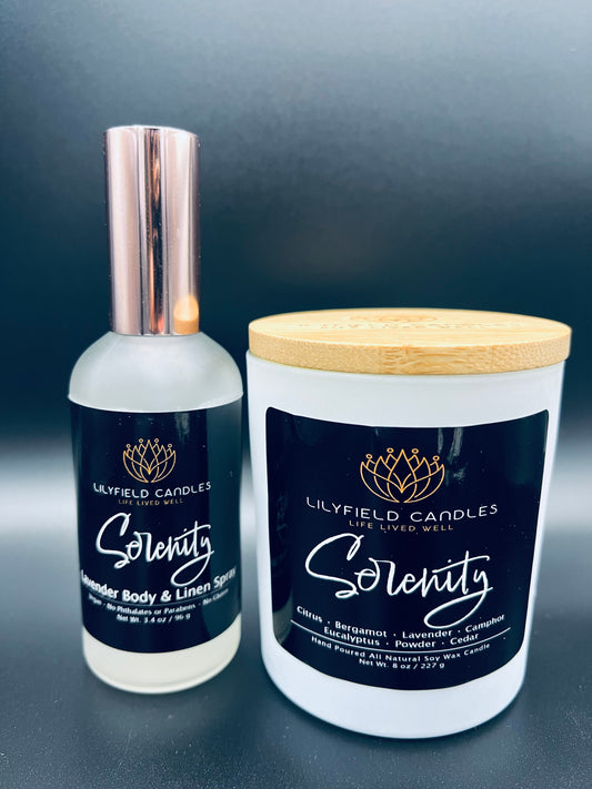 Serenity Soy Candle and Linen & Body Spray