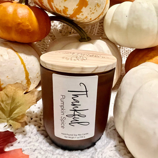 THANKFUL candle Pumpkin Spice soy candle for fall scented pumpkin pie home fragrance spiced pumpkin harvest scented all natural pumpkin soy candle