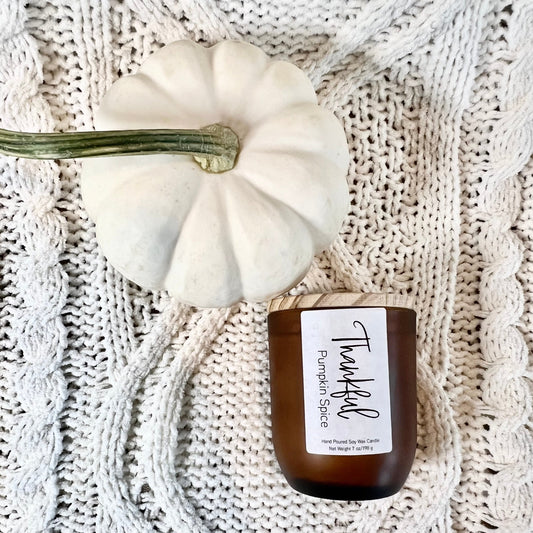 THANKFUL candle Pumpkin Spice soy candle for fall scented pumpkin pie home fragrance spiced pumpkin harvest scented all natural pumpkin soy candle