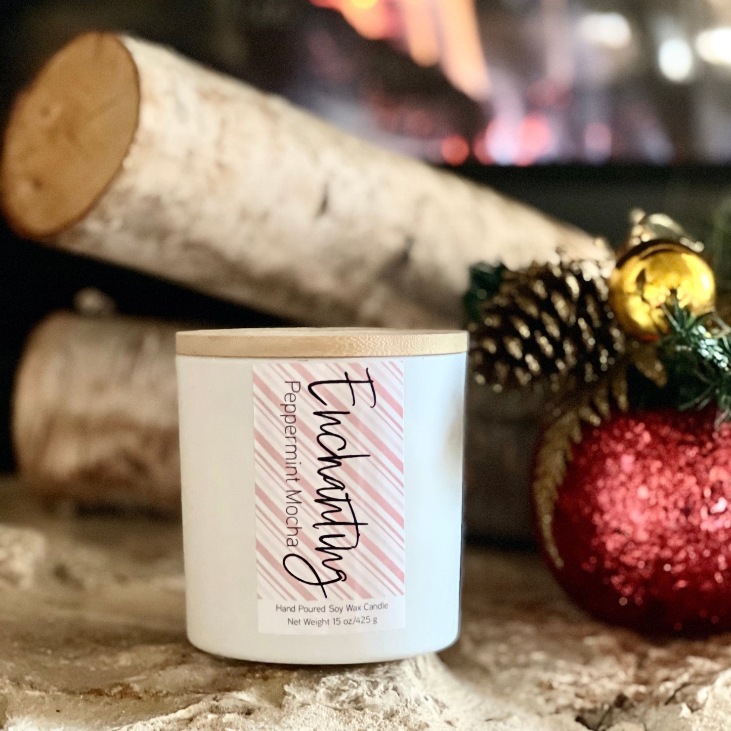 ENCHANTING candle Peppermint and Mocha soy candle for the holiday festive season peppermint candle to create a sweet Christmas environment