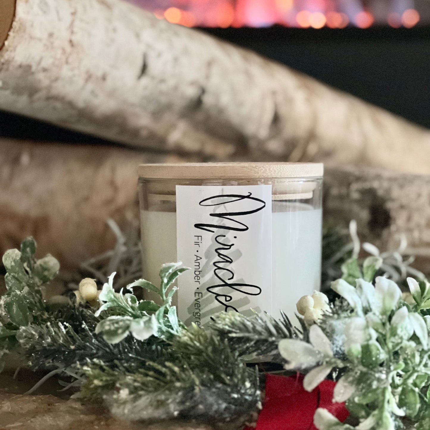 MIRACLES candle Traditional holiday scent with pine and fir tree Christmas or Hanukkah candle for the holiday season