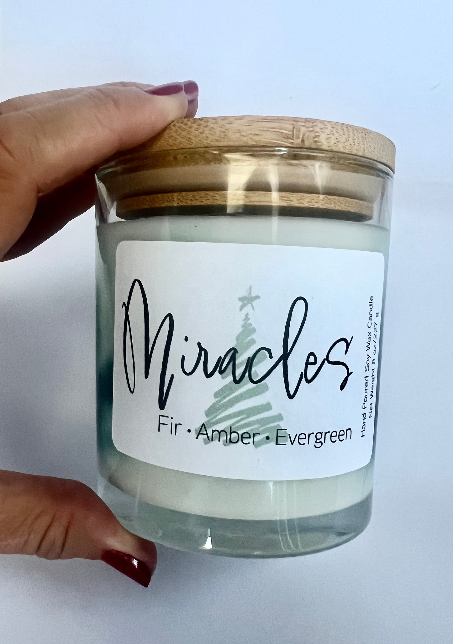 MIRACLES candle Traditional holiday scent with pine and fir tree Christmas or Hanukkah candle for the holiday season