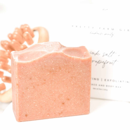 Pink Salt + Grapefruit Cleansing Bar Handmade Tallow and Goat Milk Soap Bar